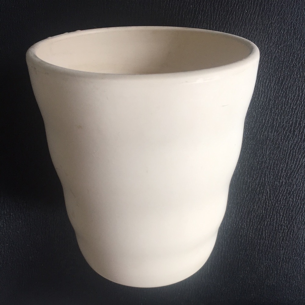 Vintage West Germany Ceramic Planter Beige Ripple Wave Pot 5.5”